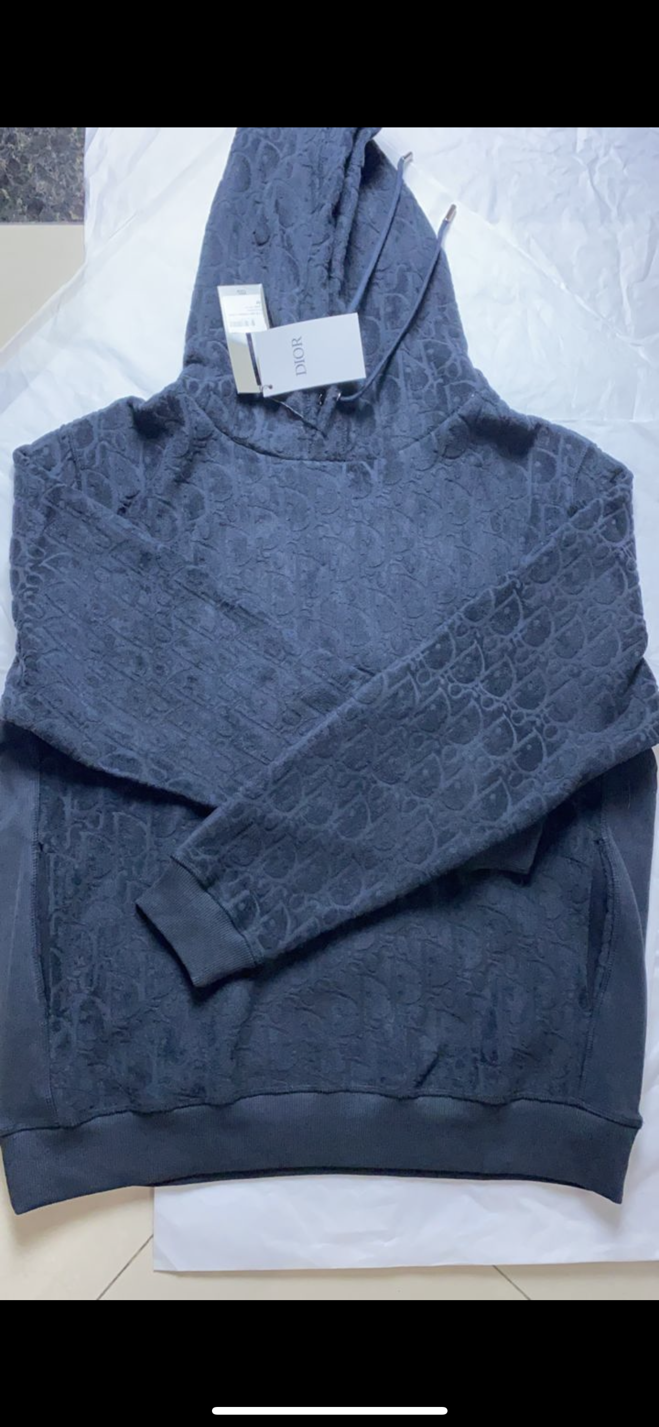 Dior Oblique RelaxedFit Hooded Sweatshirt Navy Blue Terry Cotton Jacquard   DIOR AU